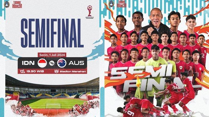 Timnas Day. Semifinal ASEAN Cup U-16 2024, Timnas Indonesia U-16 vs Australia digelar di Stadion Manahan Solo, Jawa Tengah, Senin (1/7/2024) pukul 19.30 WIB.